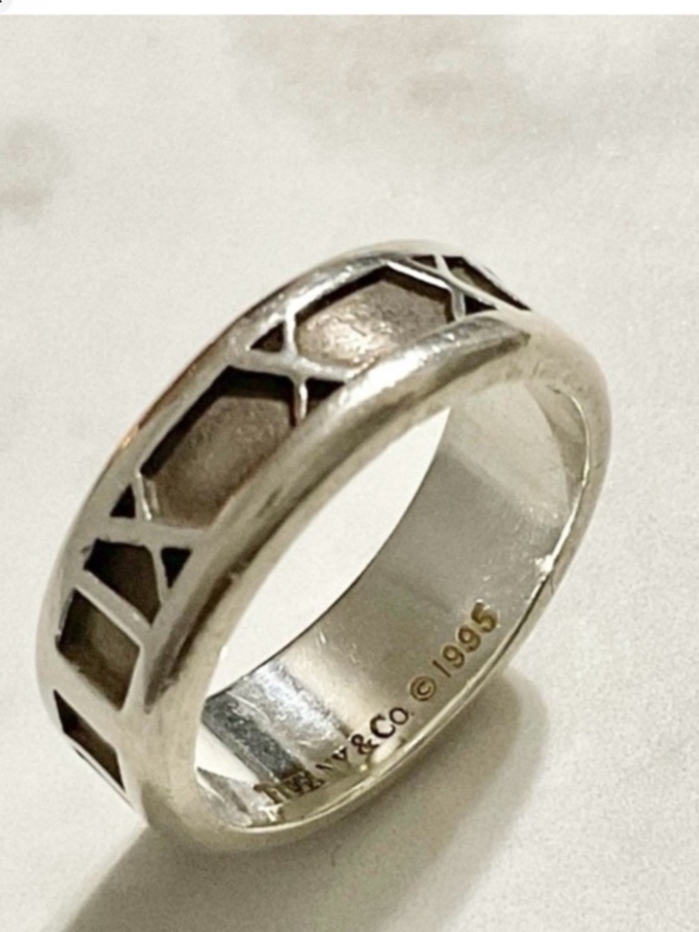 Tiffany & Co. Sterling Silver Atlas Band Ring Size 6.5